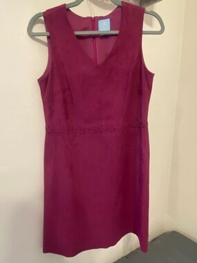 Sleeveless wine faux suede dress